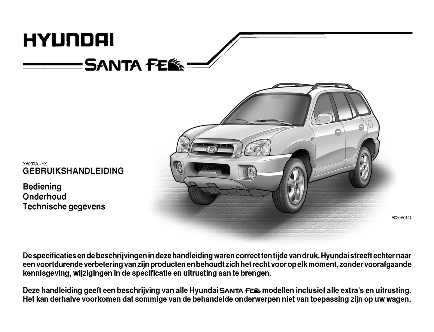 2005-2006 Hyundai Santa Fe Owner's Manual | Dutch