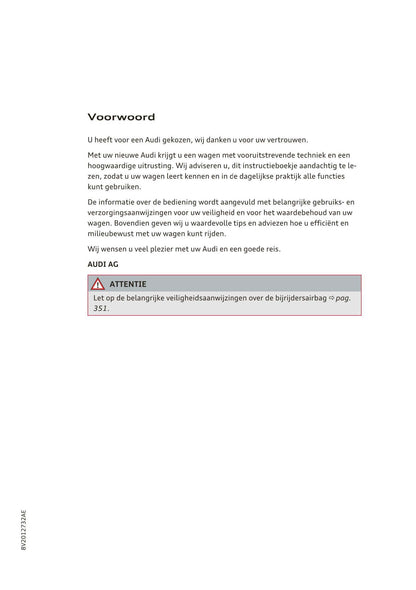 2017-2018 Audi A3/S3/RS 3 Owner's Manual | Dutch