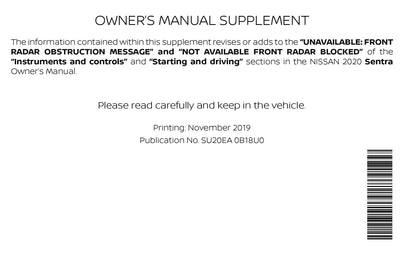 2020 Nissan Sentra Owner's Manual | English