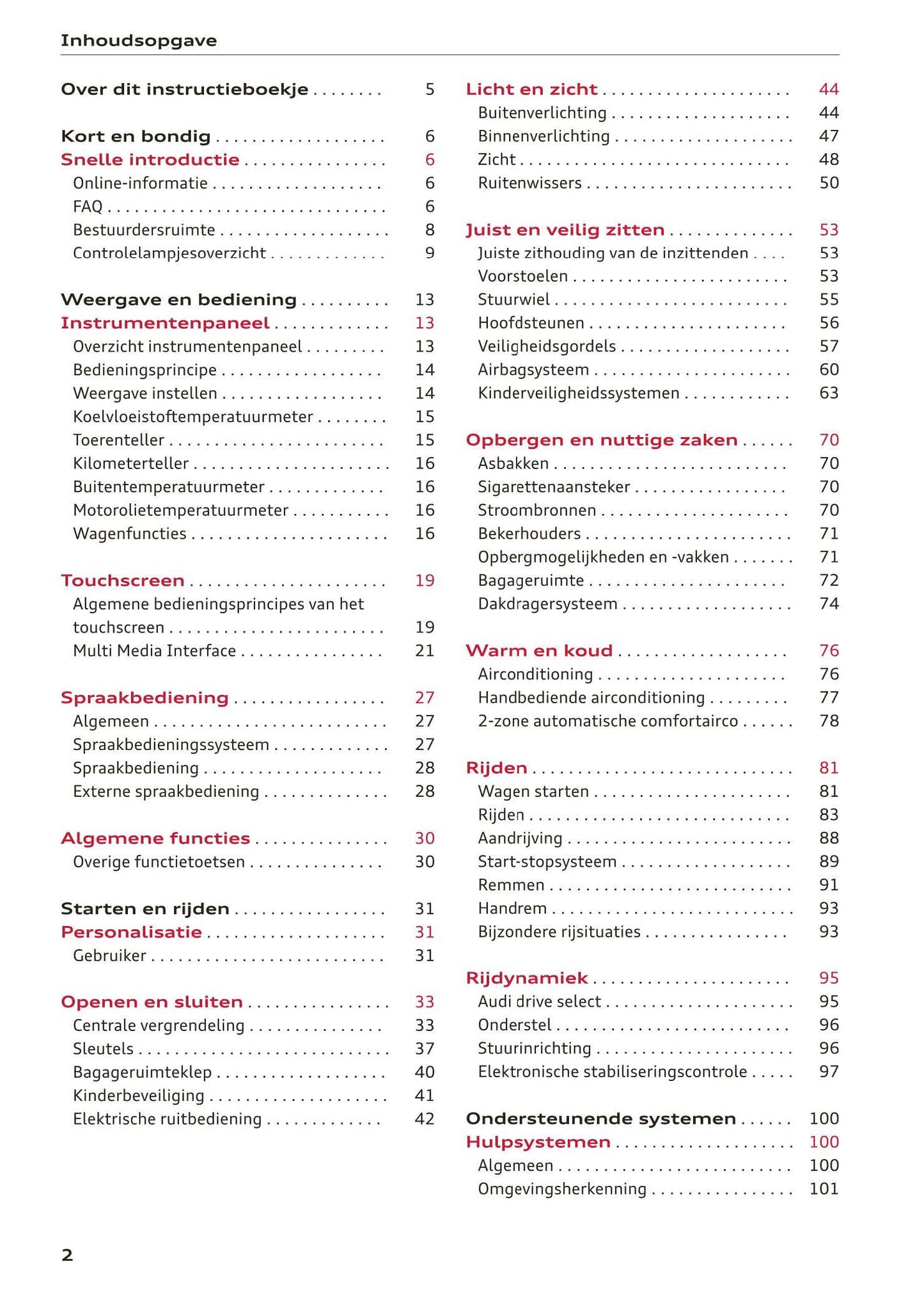 2018-2023 Audi A1 Owner's Manual | Dutch