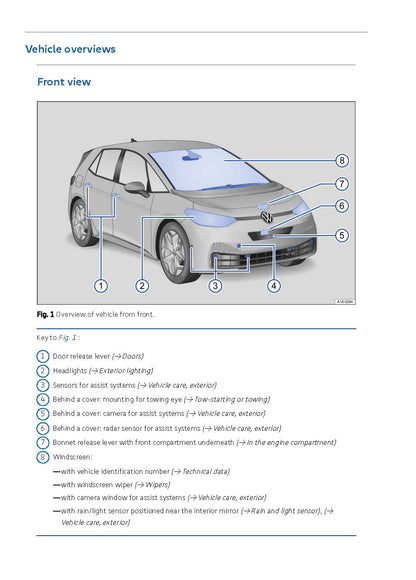 2020-2023 Volkswagen ID.3 Bedienungsanleitung | Englisch