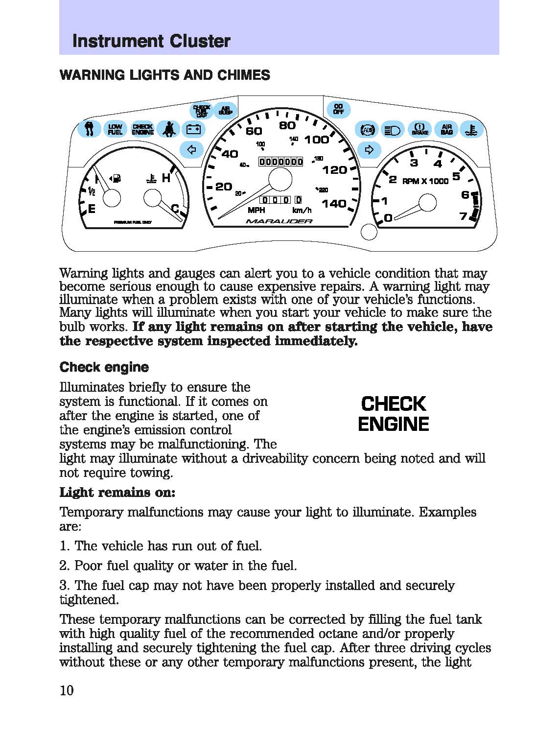 2003 Mercury Marauder Bedienungsanleitung | Englisch