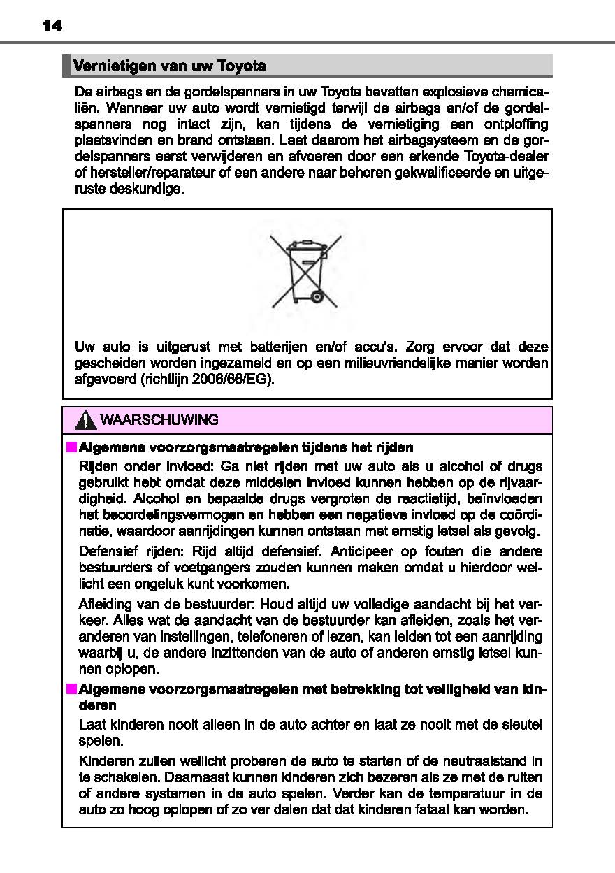 2016-2019 Toyota Prius+ Owner's Manual | Dutch