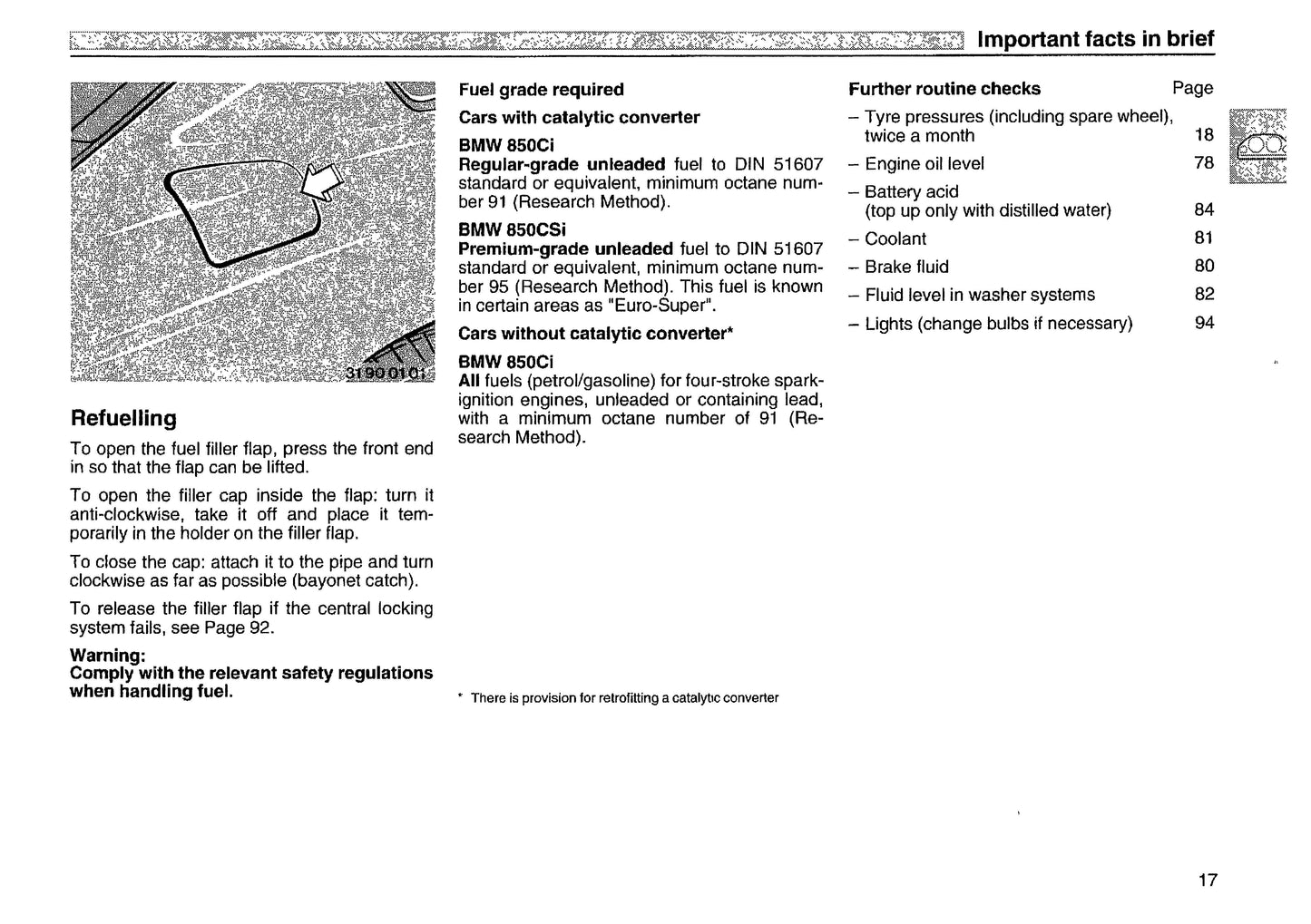 1991 BMW 8 Series Owner's Manual | English