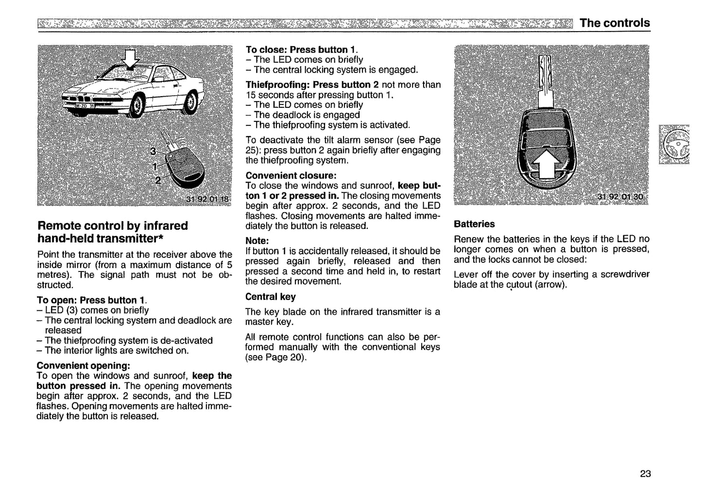 1993 BMW 8 Series Owner's Manual | English