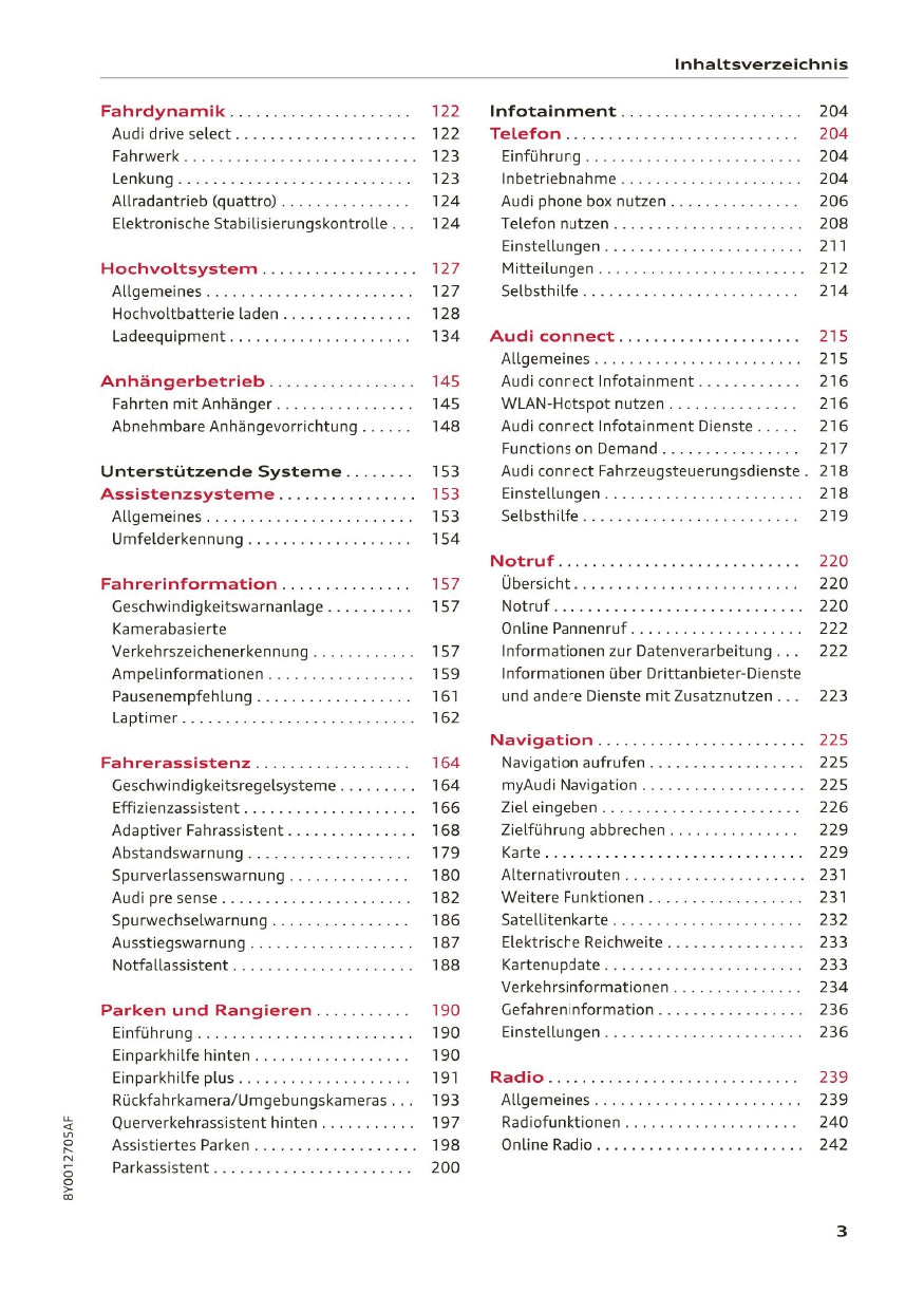 2020-2023 Audi A3 Owner's Manual | German