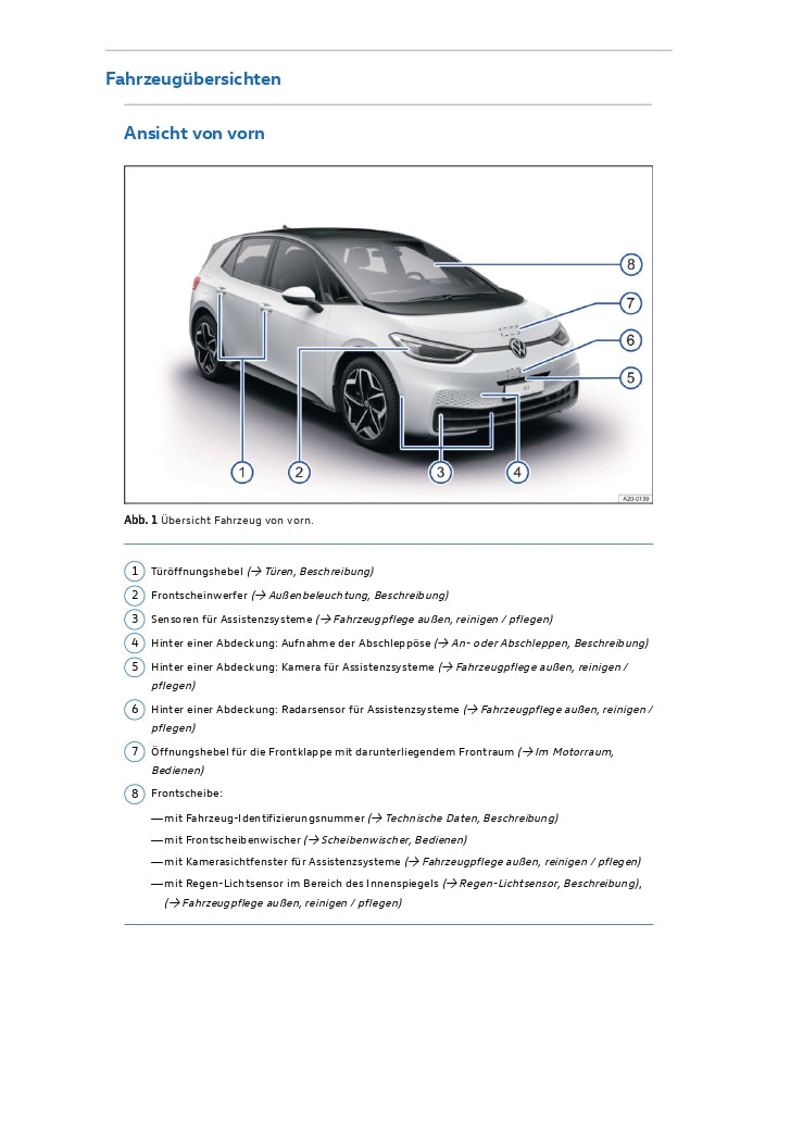 2020-2023 Volkswagen ID.3 Bedienungsanleitung | Deutsch