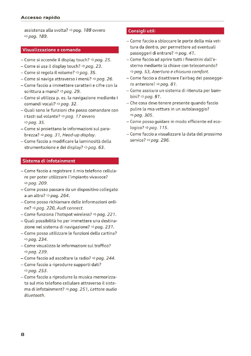 2020-2023 Audi A3 Bedienungsanleitung | Italienisch