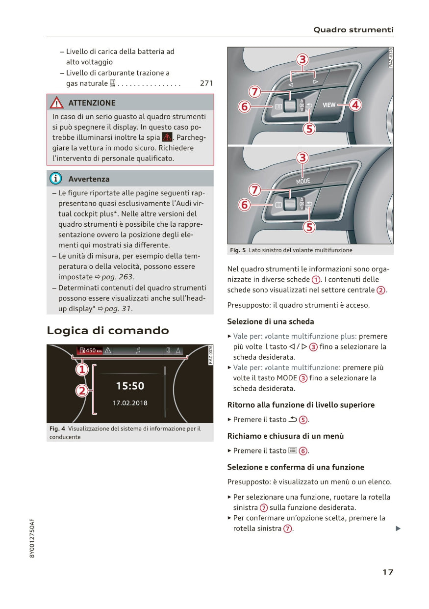 2020-2023 Audi A3/A3 Limousine/A3 Sportback/A3 Sportback g-tron/S3 Limousine/S3 Sportback Owner's Manual | Italian